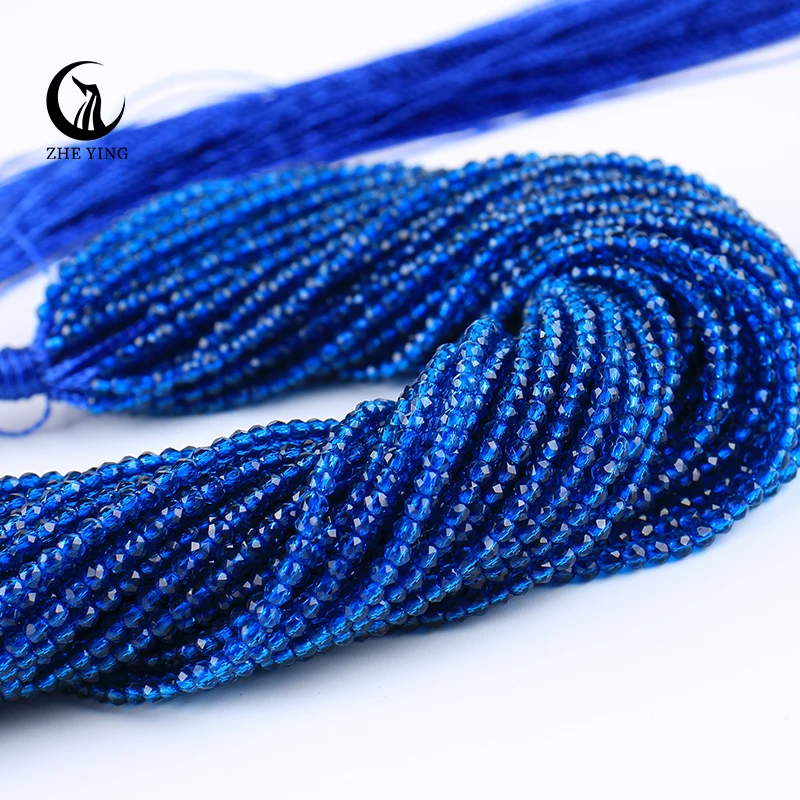 

Zhe Ying 2mm 2.5mm 3mm 29 Dark Aquamarine blue hydro Round micro faceted Crystal spacer Loose Beads for DIY Jewelry Making