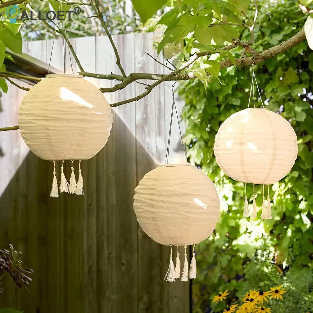 

2/4pcs Chinese Paper Solar Lanterns Ball with Tassel Hanging White Wedding Decoration Paper Lanterns Lampshade Party Yard Decor