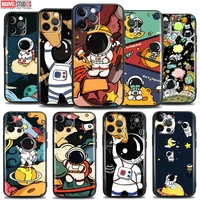cute cartoon astronaut for apple iphone 13 12 11 pro mini x xr xs max se 5 5s 6 6s 7 8 plus phone case bumper funda black coque