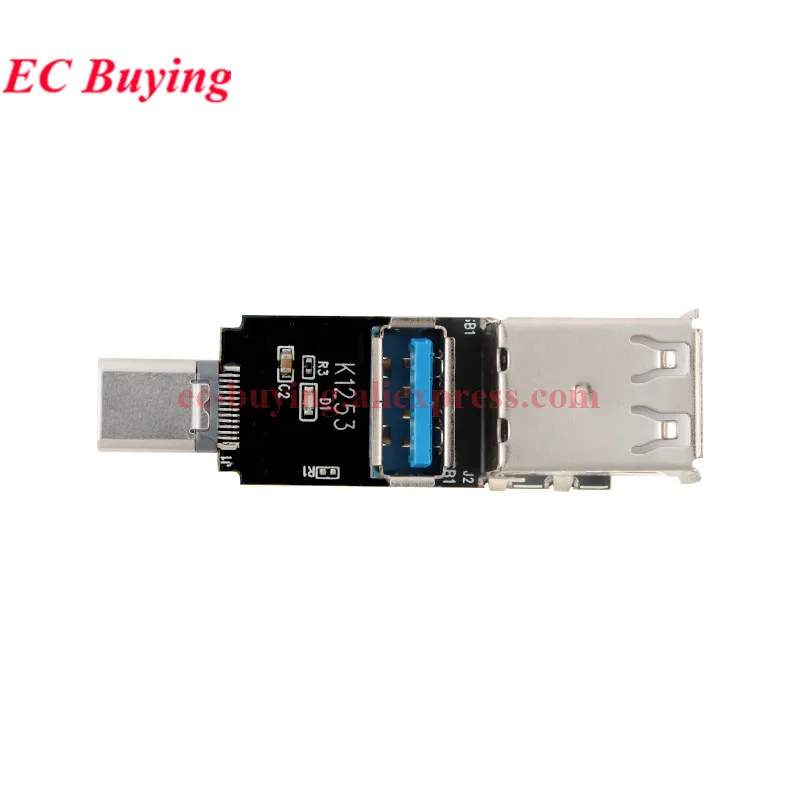 Фото TYPE-C — 1-портовый USB 3.0 и 2-портовый модуль расширения USB 2.0 Концентратор TYPE-C Многопортовый разветвитель расширения TypeC Turn USB-A №4