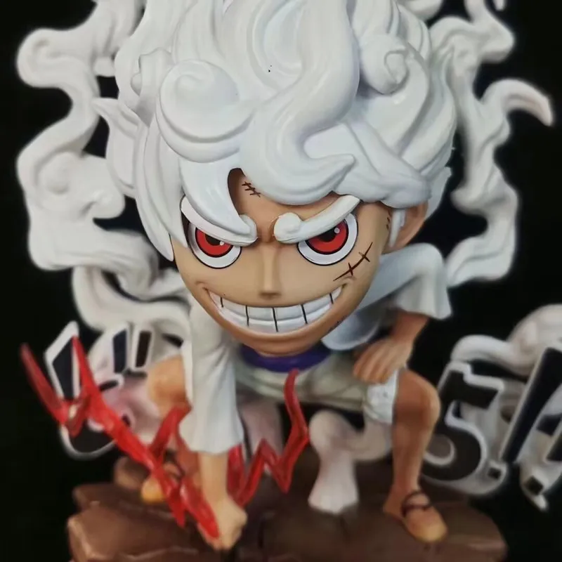 

Anime One Piece Luffy Gear 5 Figurine Q Version Sun God Nikka Squatting Scene 16cm PVC Action Figures Model Toys for Boys Gifts