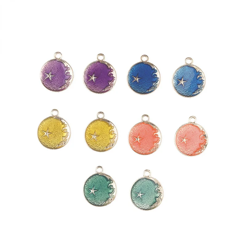 

5pcs 21x25mm Star planet Enamel Gold Plated Charm Bracelets Pendant Necklace DIY Jewelry Making Accessories Wholesale Crafts diy