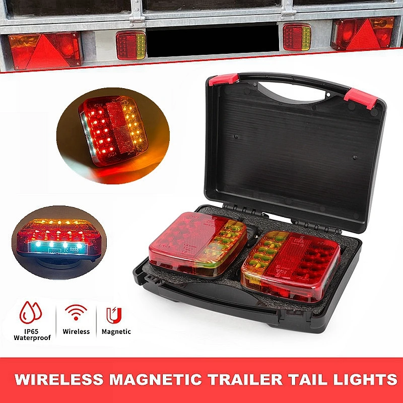 Magnetic Wireless LED Truck Trailer Tail Light Rear Taillight Signal Warning Brake Light Lamp For Campers Lorry Truck Caravan RV