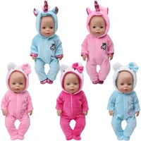 one piece kawaii plush unicorn cat clothes doll clothes for 43cm reborn doll and 18 inch american doll baby birthday gift