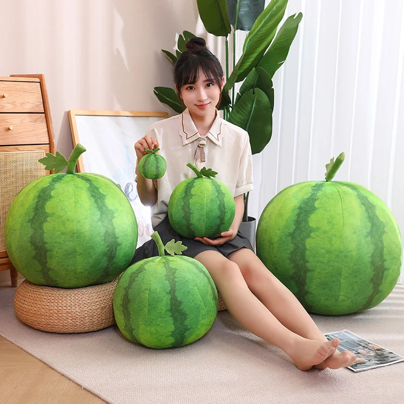 

12-40cm Kawaii Simulation Green Watermelon Plush Toy Plump Stuffed Fruit Soft Doll Sleeping Pillow Gift for Girl of 7 and 8 Year