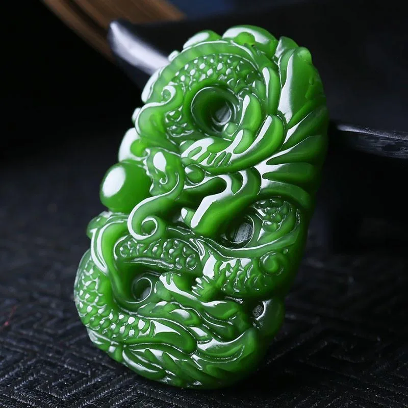 aliexpress.com - Natural Green Jade Dragon Pendant Necklace Jewellery Fashion Accessories Hand-Carved Man Luck Amulet Gifts Woman Sweater Chain