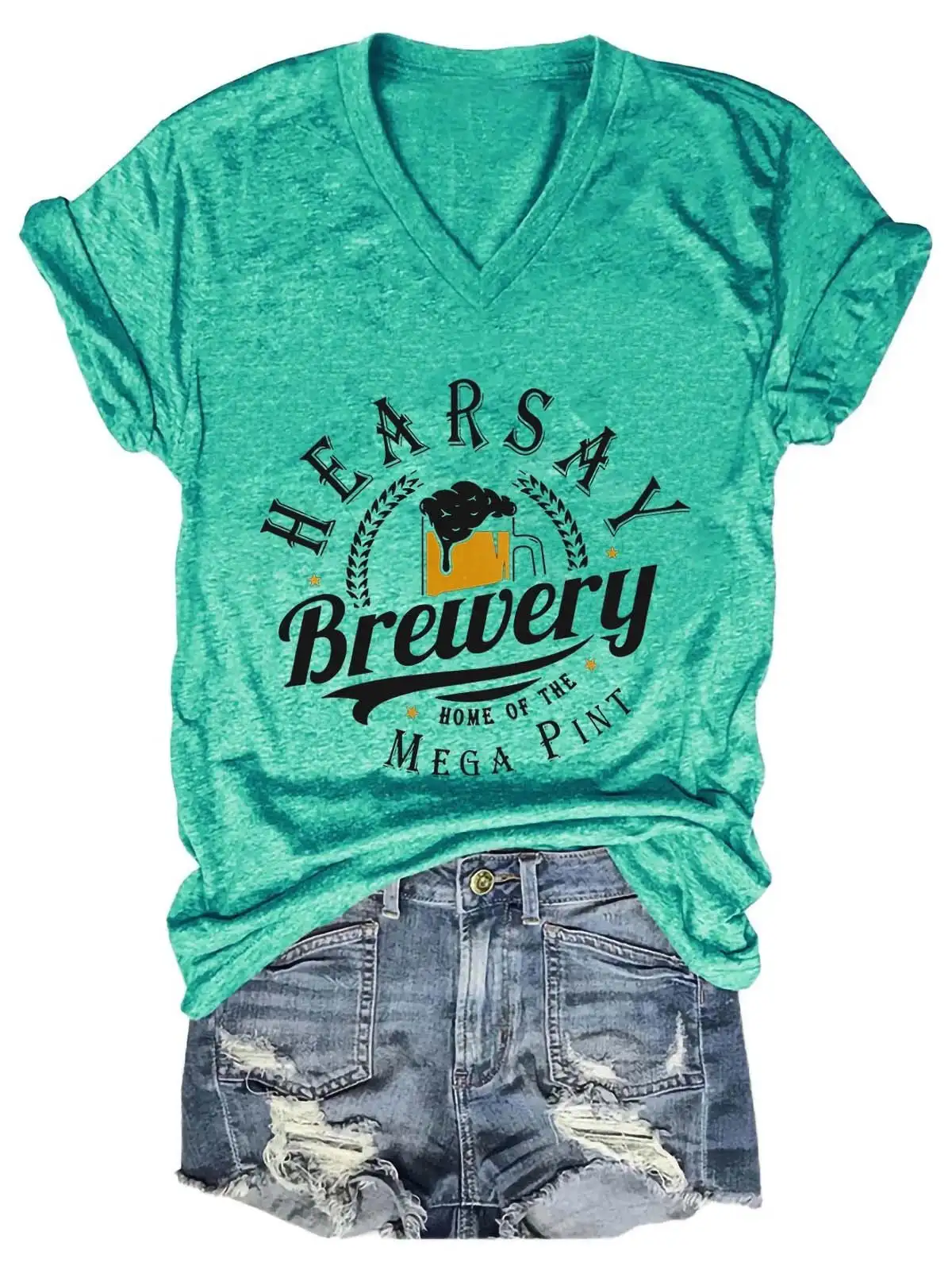 

Women's HearSay Mega Pint Brewing Co V-Neck T-Shirt