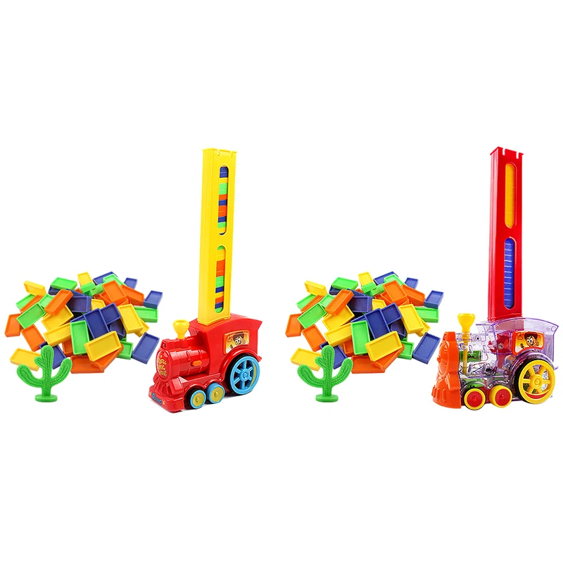 

Automatic Laying Kids Domino Train Car Set Sound Domino Colorful Game Educational DIY Toy Gift