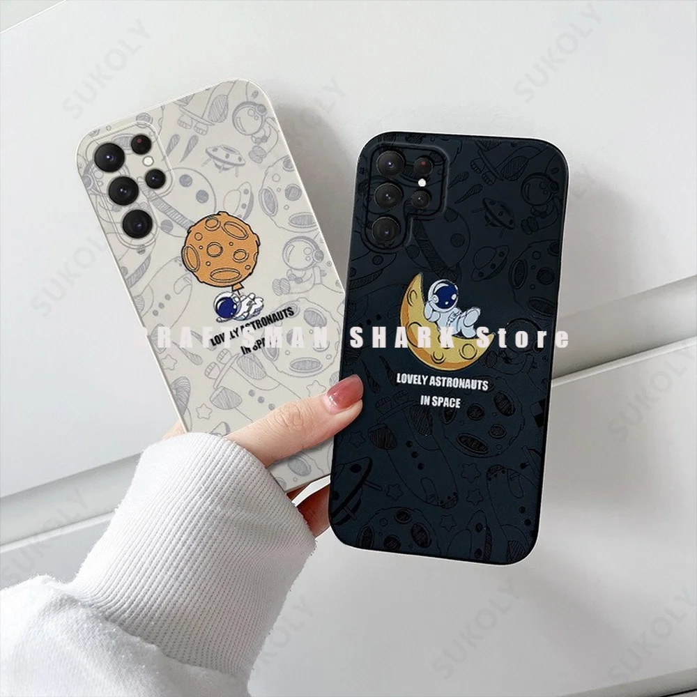 

Graffiti Astronaut for Samsung S22 21 20 FE Plus Ultra A21S A30 50 52 72 A51 71 22 12 4G A32 22 5G Cartoon Soft Phone Case