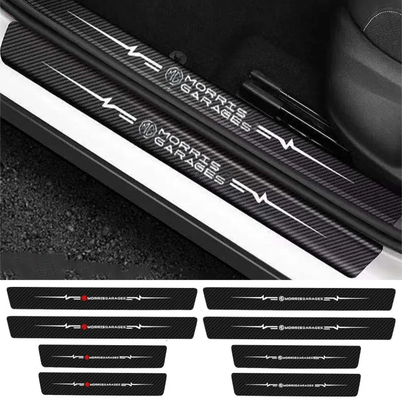 

4pcs Carbon Fiber Car Door Sill Protector Plate Threshold Stickers Decals for MG ZS GS HS Gundam 350 Parts ZST GT 6 Accessories