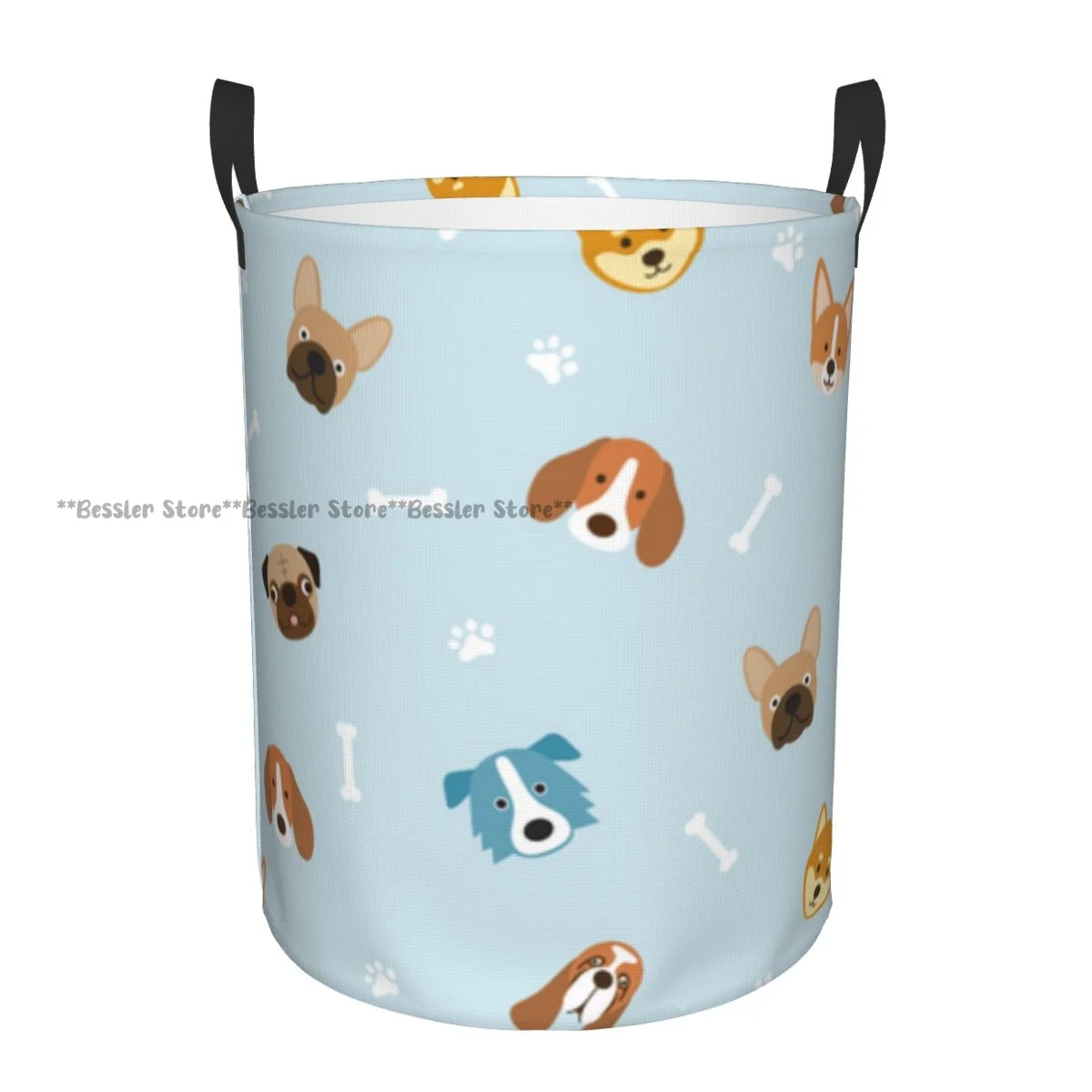 Корзина для белья порода собак след головы и кости круглая корзина хранения
