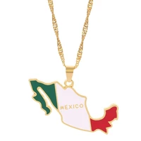 mexico lebanon saint lucia map pendant necklace for men women drop glaze titanium steel choker trend couple neck jewelry amulet