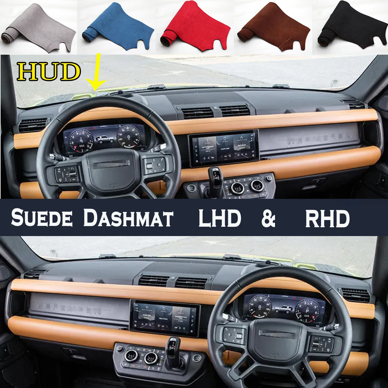 Car Styling Suede Leather Dash Mat Covers Dashmat Dashboard Accessories For Range Land Rover Defender L663 90 110 2020 2021 2022