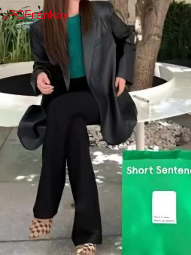 Black Brown Women's Leather Coat Women Spring and Autumn 2023 New Leisure Slim Fit Motorcycle Leather Suit Top PU Leather Women