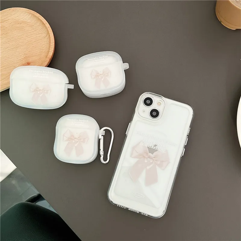 

White Bow For Apple AirPods 1 2 pro Bluetooth Headphone Cover 3rd Generation Silicone Soft Cover Protective Case
