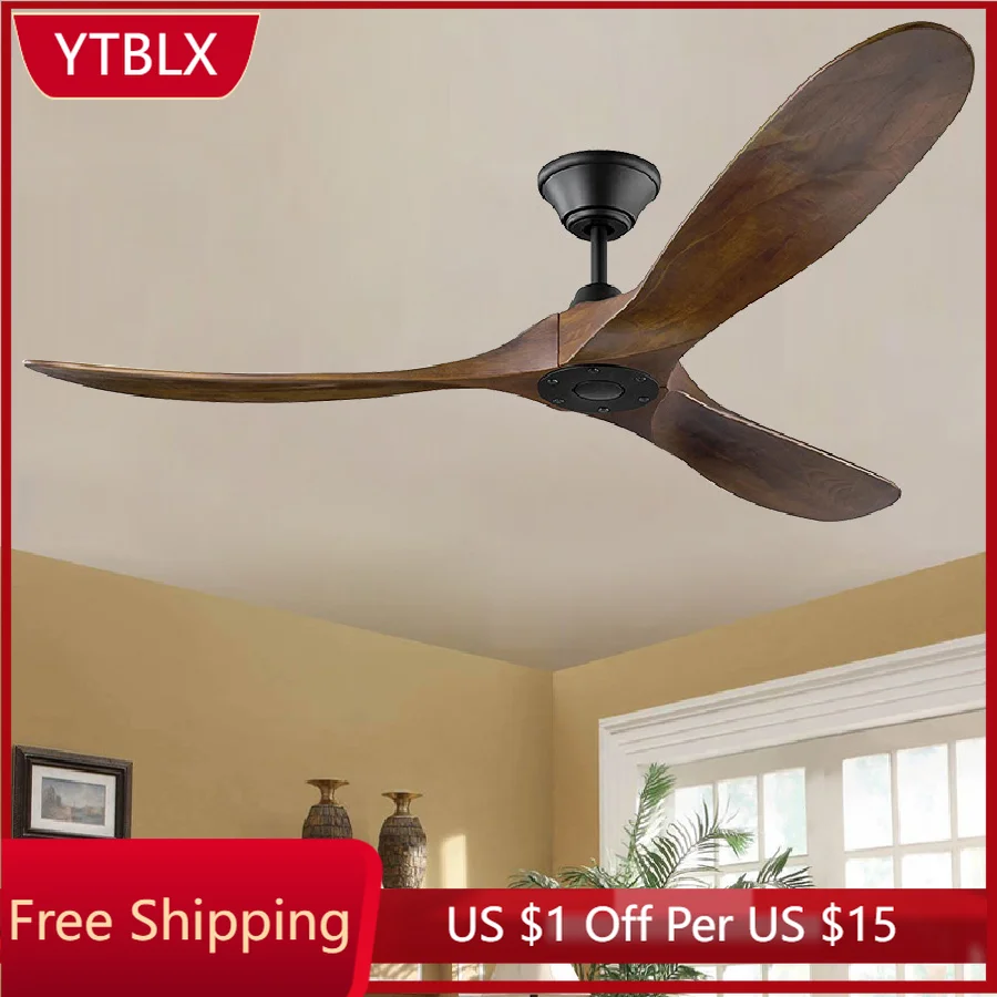 

52, 60, 70 inch DC old industrial wood fan, wood fan, retro wood ceiling fan, industrial and decorative remote control equipment