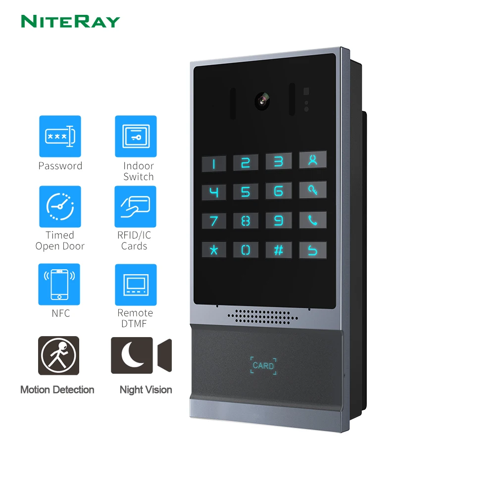 2022 New VoIP Video Doorphone Outdoor SIP Intercom Night Viewed with IR LED 1080P Video Smart Doorbell Motion Detected