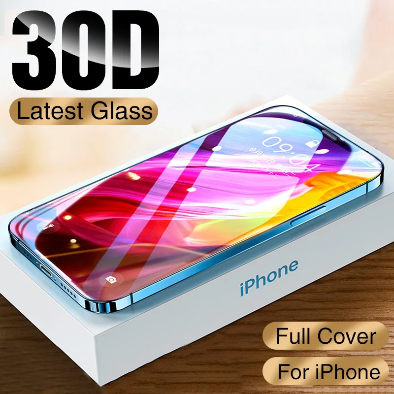 

2pcsNEW 30D Full Cover Protective Glass For iPhone 12 11 Pro XS Max XR X Screen Protector On iPhone 12 Mini Tempered Glass film