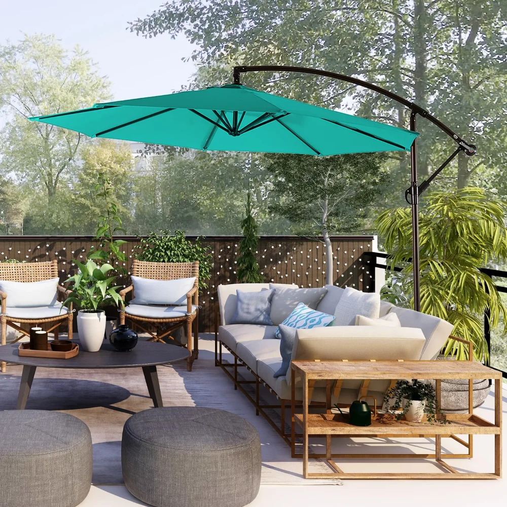 

GARDEN 10 Ft Offset Cantilever Umbrellas for Patio Outdoor Shade, Turquoise