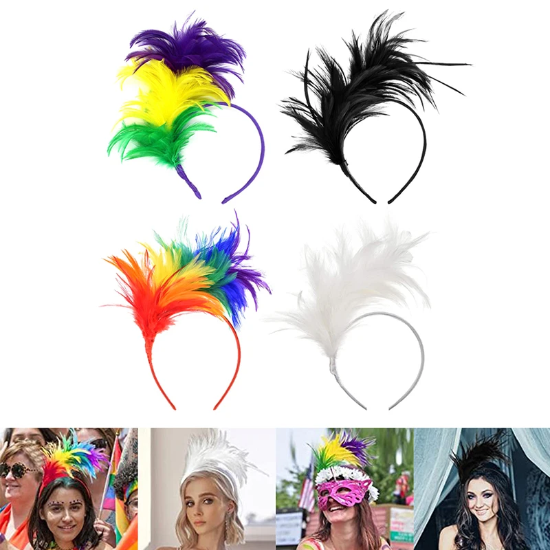 Ful Mardi Gras Feather Headband Flapper Headpiece Adult Party Costume Hair Accessories