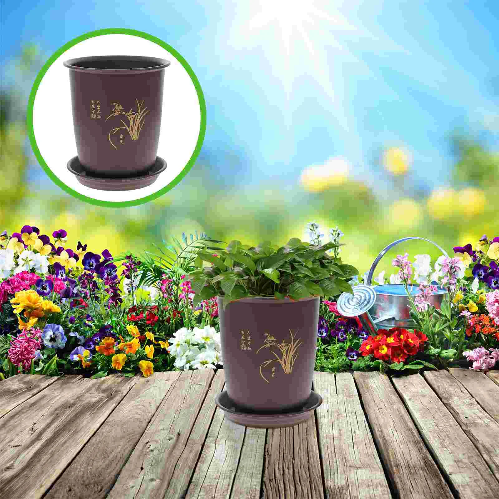 

Flower Pot Pots Planter Succulent Orchid Flowerpots Container Planters Indoor Nursery Decorative Orchids Holder Bonsai Tray