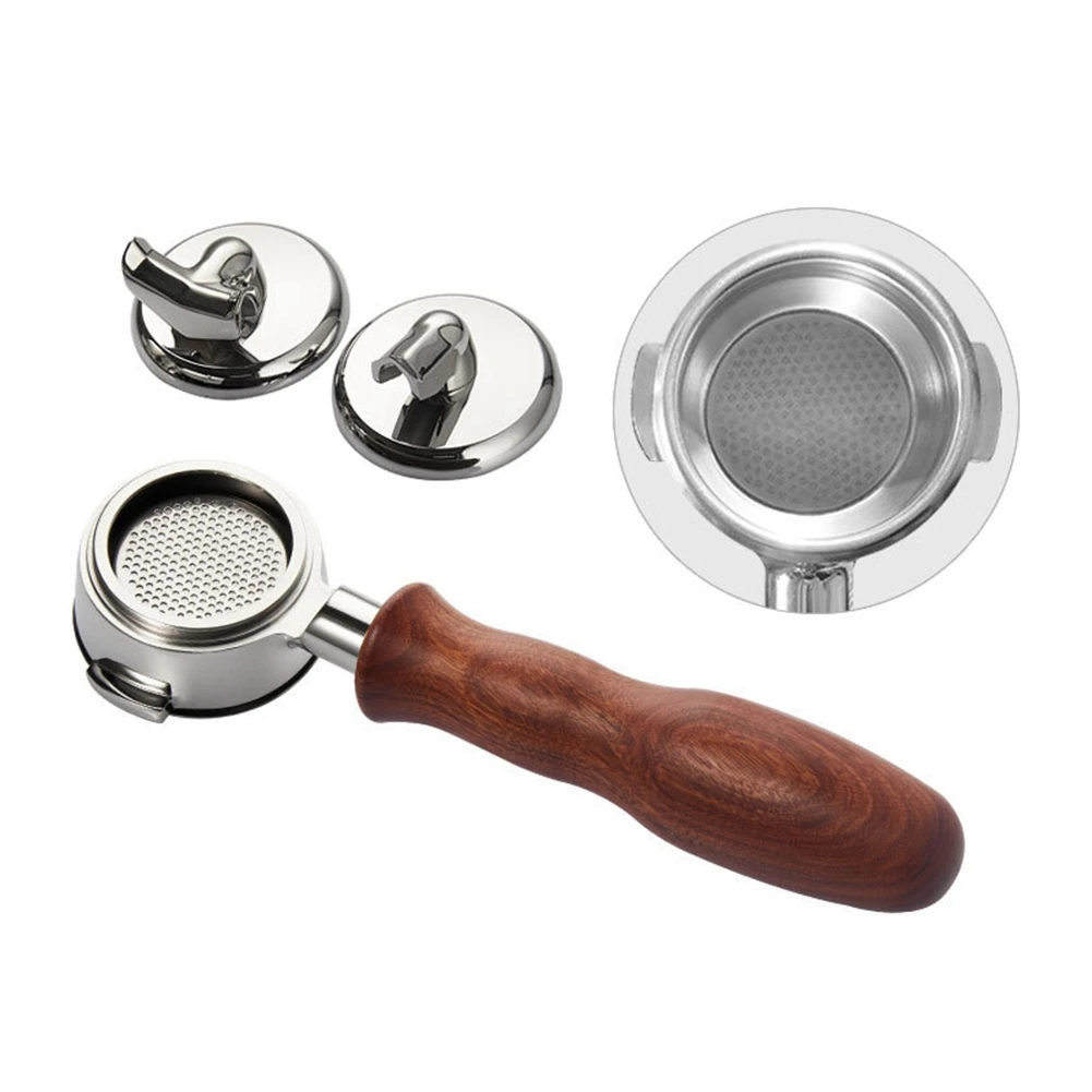 

58MM Stainless Steel Coffee Machine Handle Bottomless Portafilter 3In1 Universal Wooden E61 Espresso Coffee Tools,B