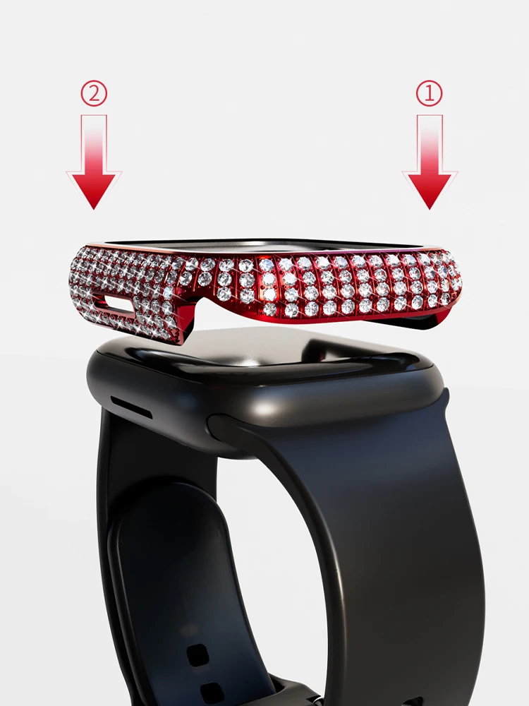 41mm 45mm Diamond Watch Case Built-in Tempered Glass for Apple Watch 8 7 PC Screen Protector Bumper Tempered iwatch Accessories