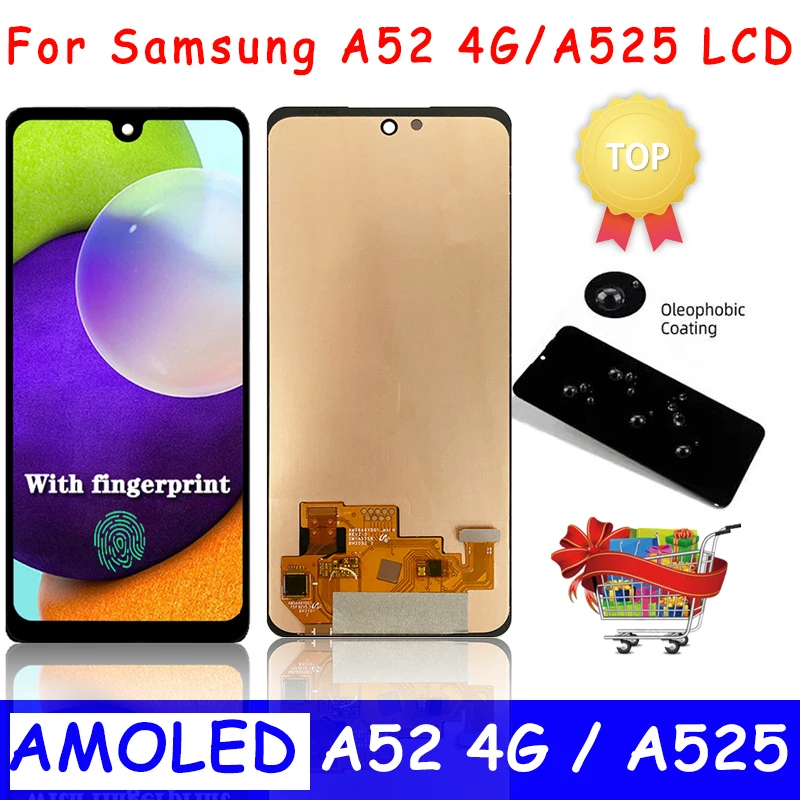 Супер AMOLED дисплей 6,5 дюйма для Samsung A52, 4G, A525, SM-A525B, ЖК-дисплей с сенсорным экраном для Samsung Galaxy A525, 525 м, A525F/DS, ЖК-дисплей