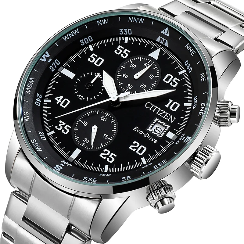 

Citizen Eco-Drive Men's Chronograph Luxury Business Stainless Steel Strap Calendar Quartz Men Wrist Watch with Gift Box Relogio