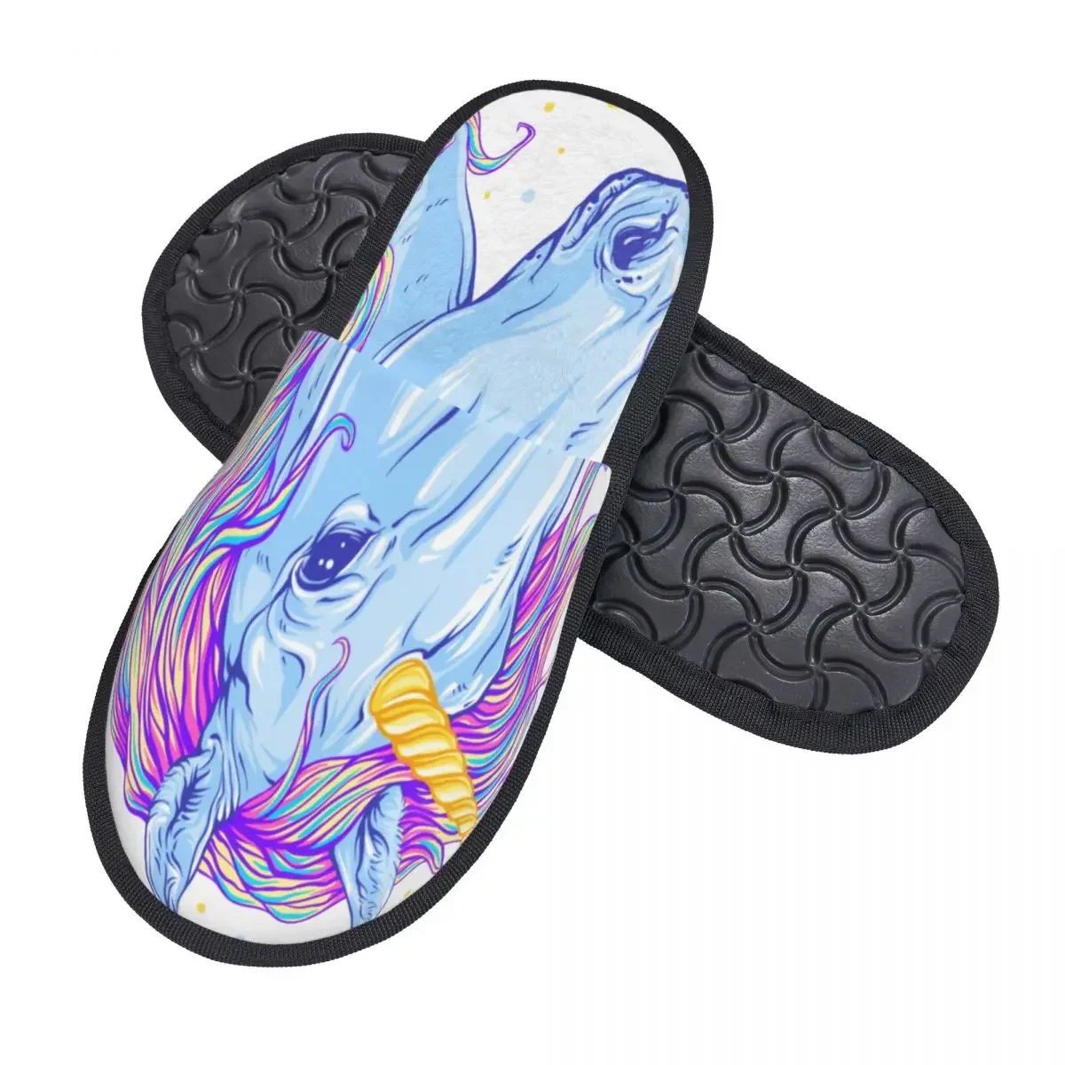 Домашние Красочные Теплые тапочки с головой единорога домашние плюшевые мягкие