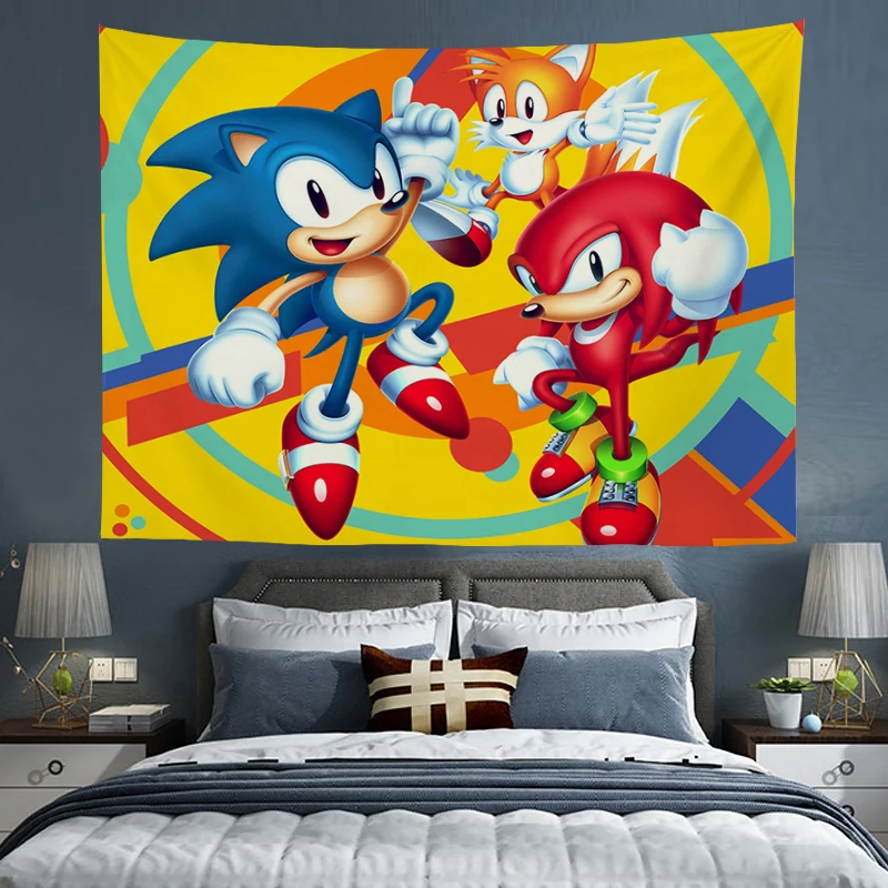 Sonic Tapestry Aesthetic Wall Art Hanging Bedroom Decoration Decorative Headboards Tapestries Home Accessories Game Custom Decor images - 6