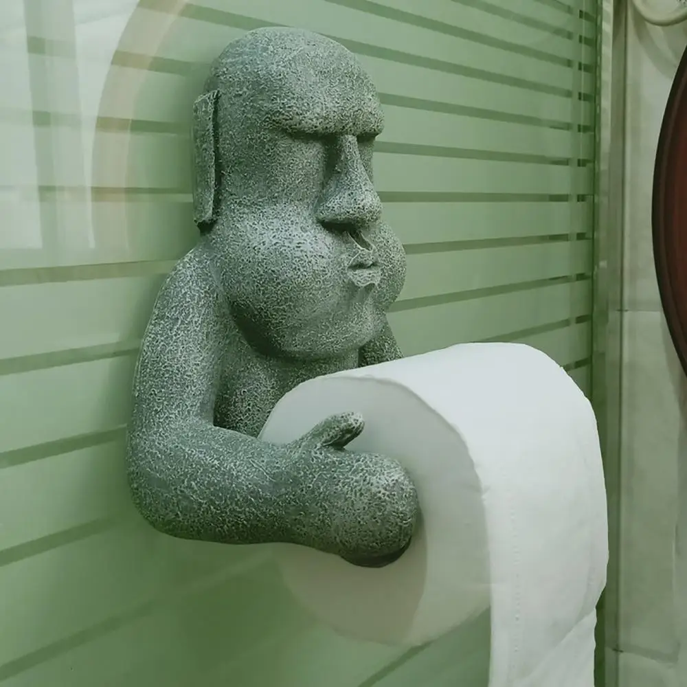 

Storage for Bathroom Wall Mounted Roll Durable Holder Tissue Easter Island Moai Design Toilet Paper Rack Supplies for Bathroom