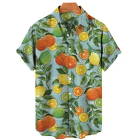 sleeve button lapel leaf casual top summer personality cool beach shirt 2022 new 5xl fruit mens printed shirt hawaiian short