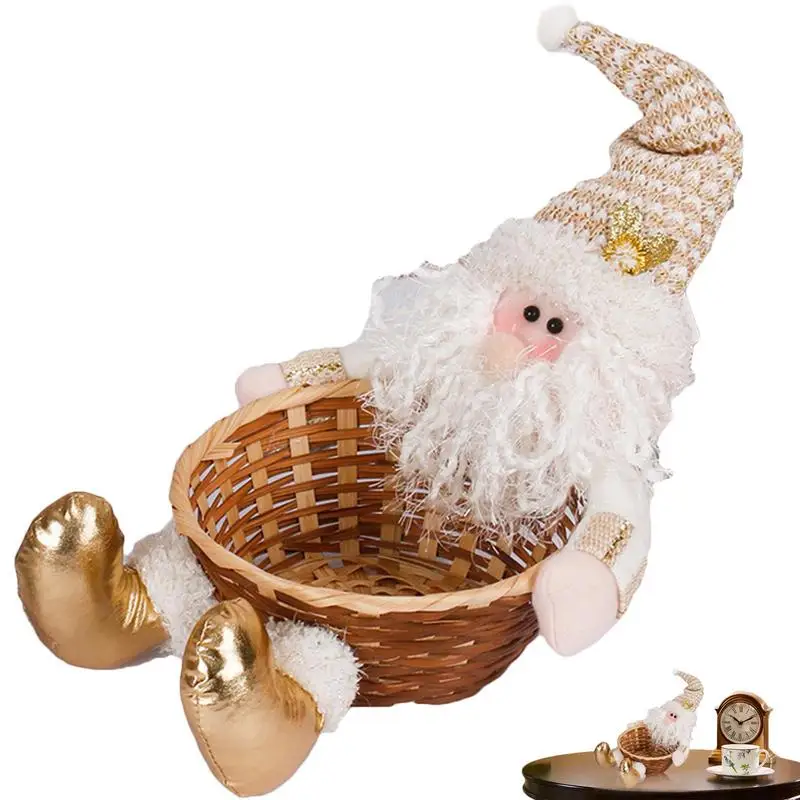 

Рождественский держатель для конфет, Рождественское украшение для стола в виде Санты, гнома, детской бамбуковой корзины