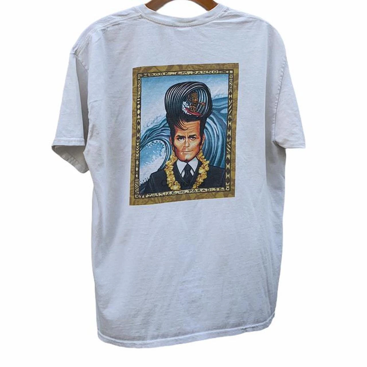 Винтажная Гавайская футболка 5 o с надписью арвентивный шкаф |