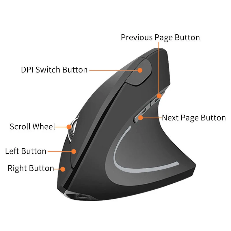 

Wireless Vertical Gaming Mouse Ergonomic Mouse Optical 800 1200 1600 DPI 6 Buttons Gaming Mouse for Computer Laptop Mouse Gamer