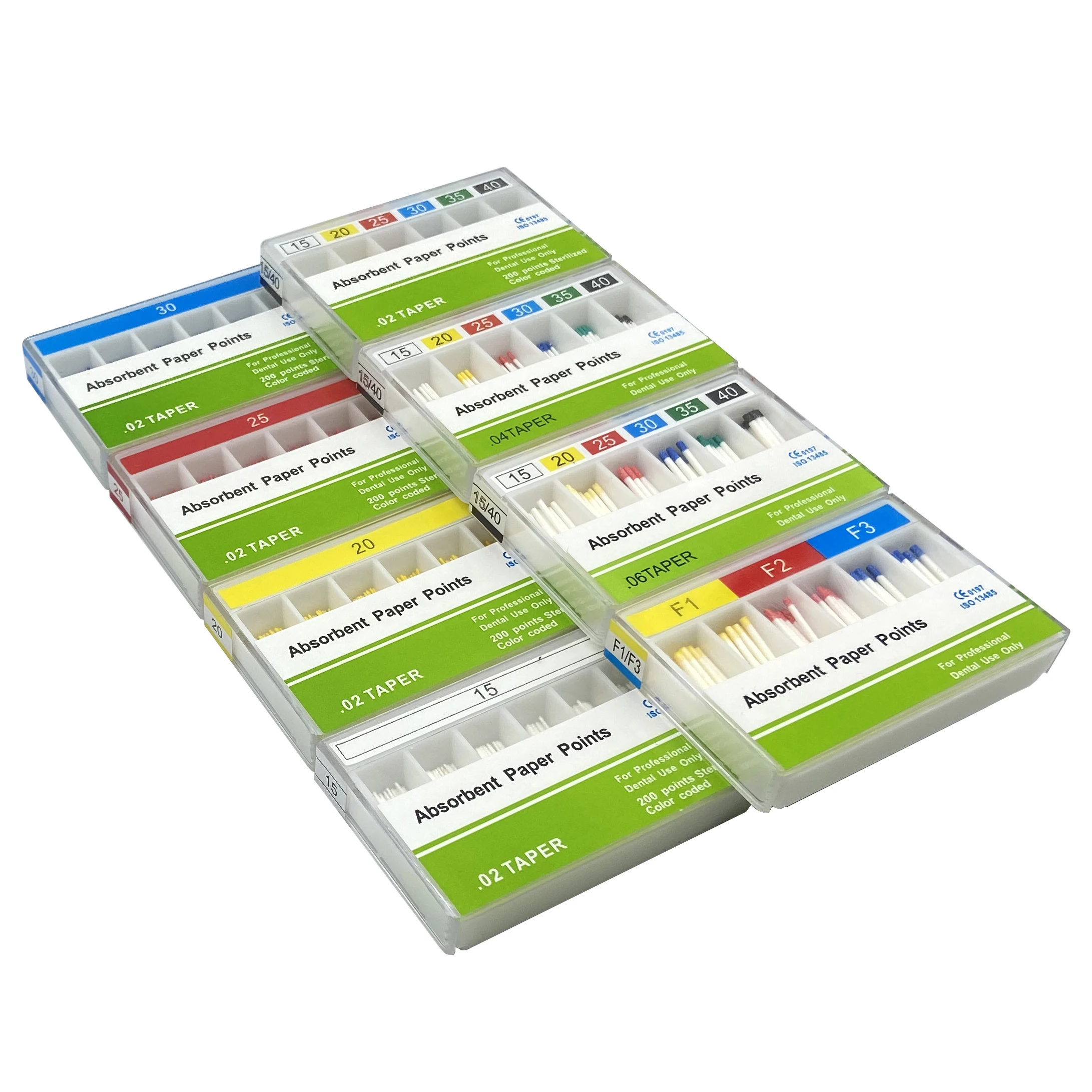 10 Boxes Dental Absorbent Paper Points Root Cancel Endodontics Cotton Fiber Tips Dental Matirial Taper 02 04 06 15-40# F1-F3#