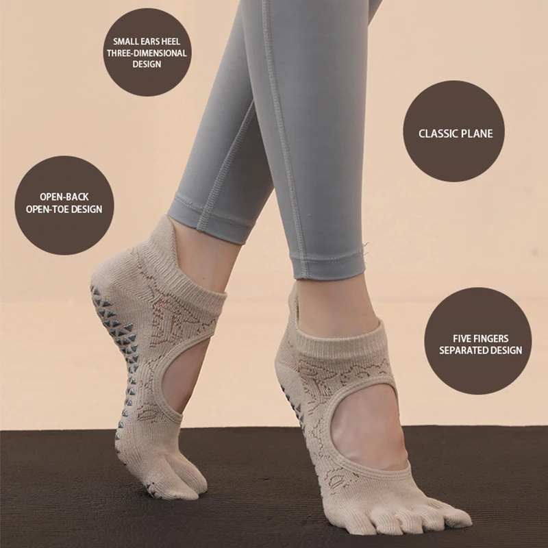 GYMIGO 4-6Pair Winter Yoga Toe Socks With Grips Warm Soft Pilates Women Toe socks Barre Fitness Non-slip Sport Socks For Women