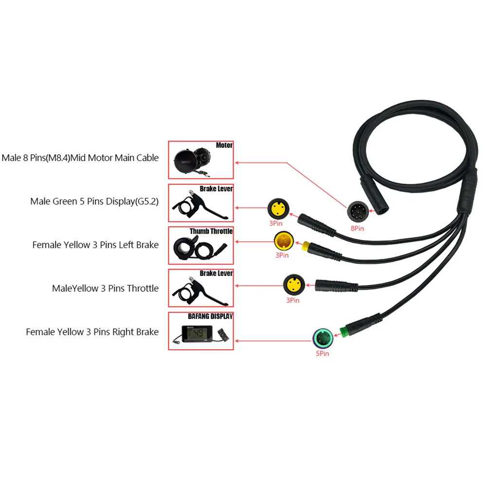 

Соединительные провода 1T4 Line 1T4 проводка BBS0102/BBSHD распределительный ремень стандарта для Bafang для электронного велосипеда высокого качества