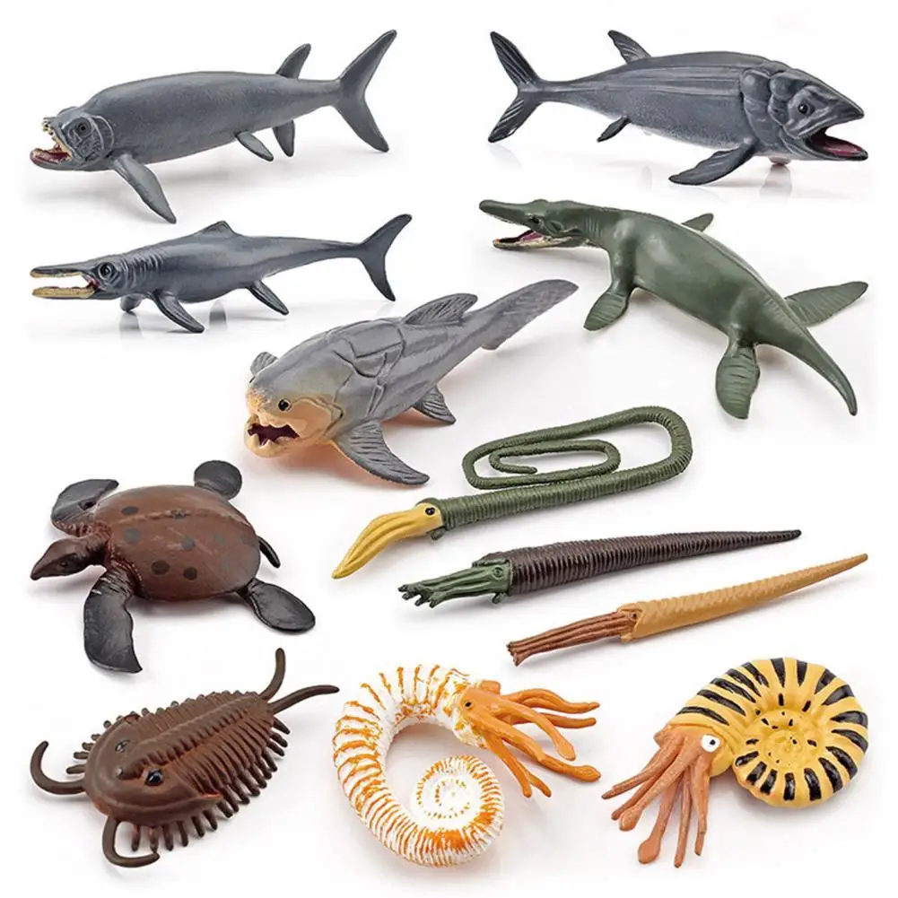 6Pcs/Set  Marine Animal Model Fun Creative Rod Ammonite Animal Model Ornament  Figurines Educational toys ​for children Gift 