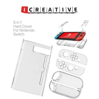 icreative 5 in 1 split detachable crystal case for nintendo switch accessories game control cover shell joystick protector ns