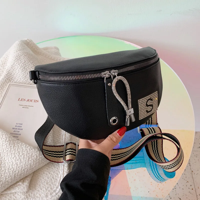 

Leather Waist Bag Chain Women's Fanny Packs Famous Brand Shoulder Crossbody Chest Purses Luxury Designer Handbag Female Belt Bag