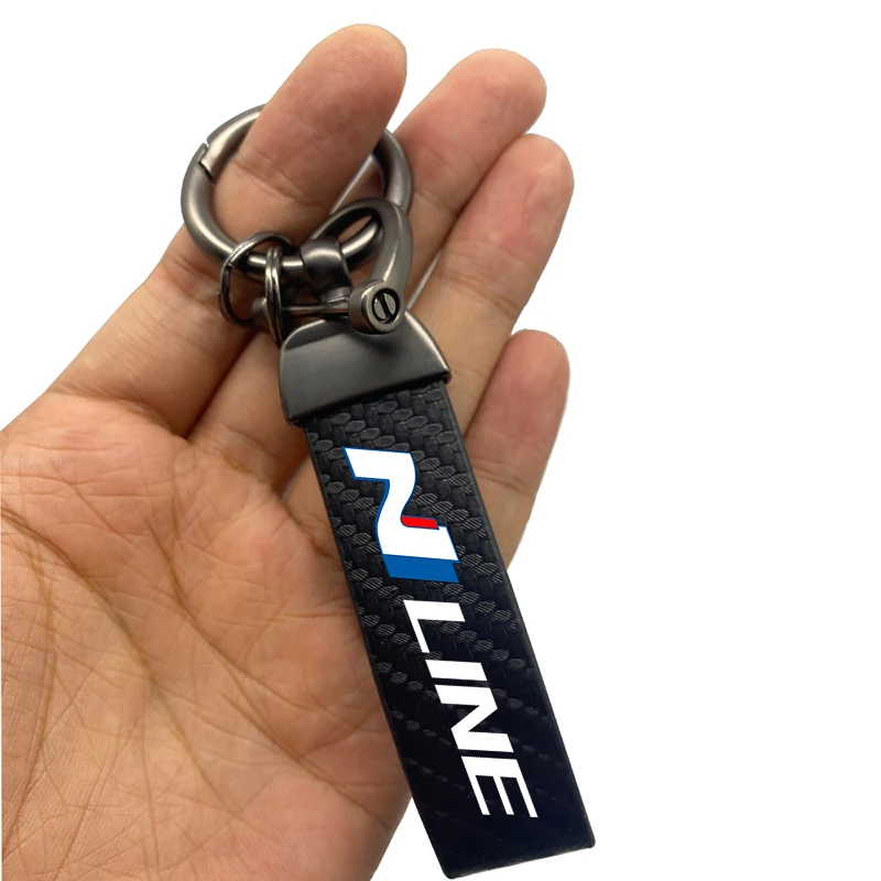 

4S High-Grade Leather Car KeyChain Rotating Horseshoe Key Rings for Hyundai N Nline Tucson Kona Sonata Veloster I20 Elantra