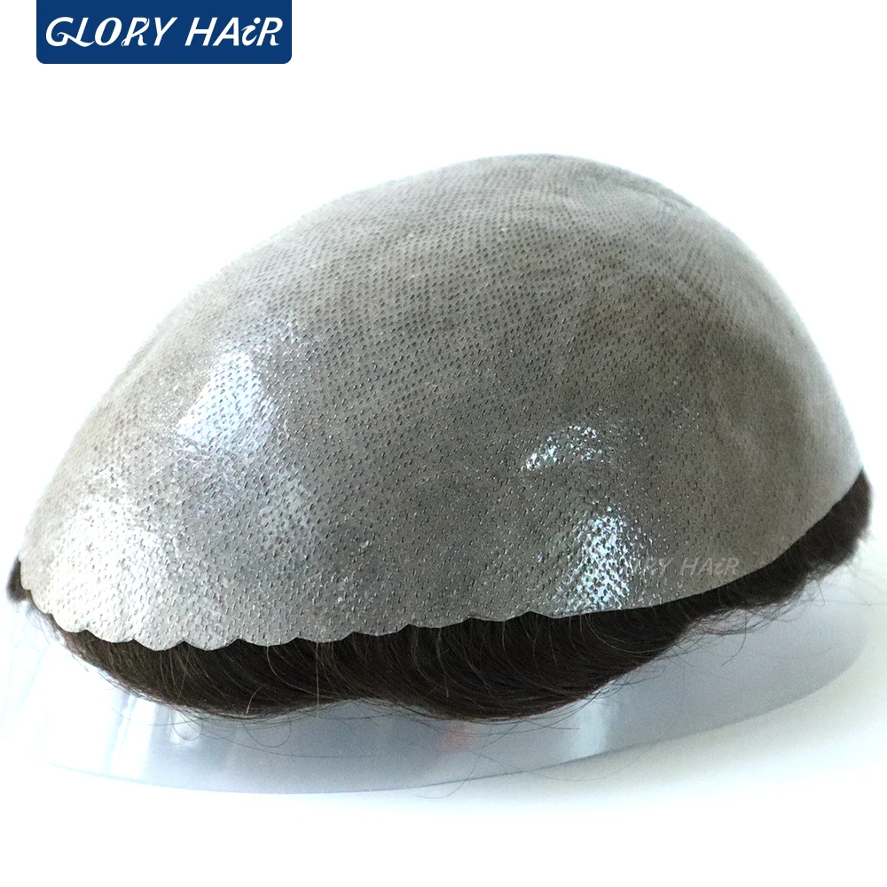 GLORYHAIR Skin V - Thickness 0.12-0.14mm Male Wig Medium Density Indian Hair Patch for Men