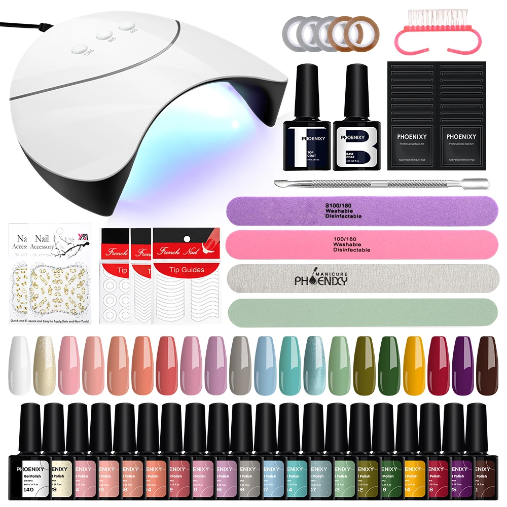 Kit completo de esmalte de uñas en Gel semipermanente, lámpara de secado de uñas, accesorios y Material profesional, todo para manicura