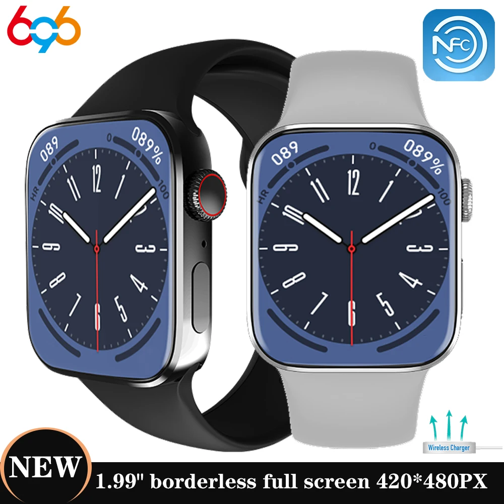 

New 1.99" Men Blue Tooth Call Smart Watch NFC Voice Assistant Wireless Charging Heart Rate Women Sports Music Playing Smartwatch