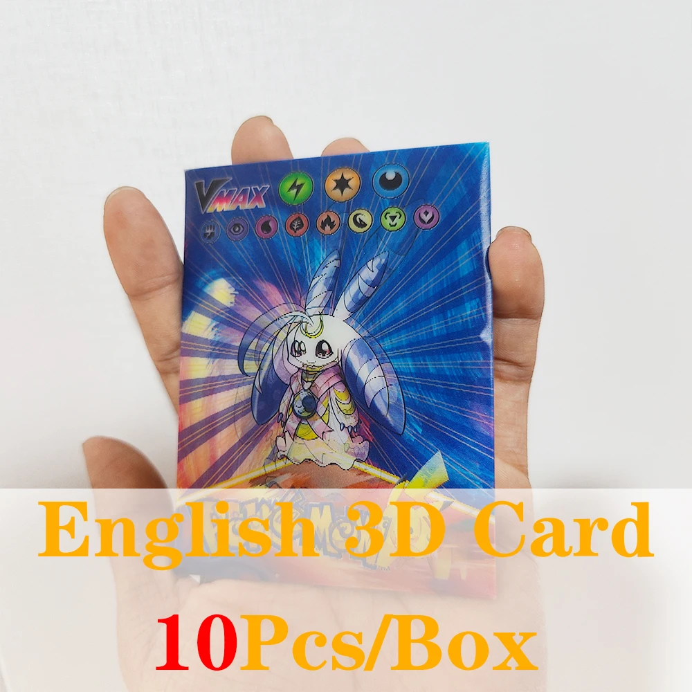 

3D Pokemon Cards English Version Anime Pokémon Card 2022 Pikachu Charizard Trading Game Battle Cards Kids Toys for Gifts
