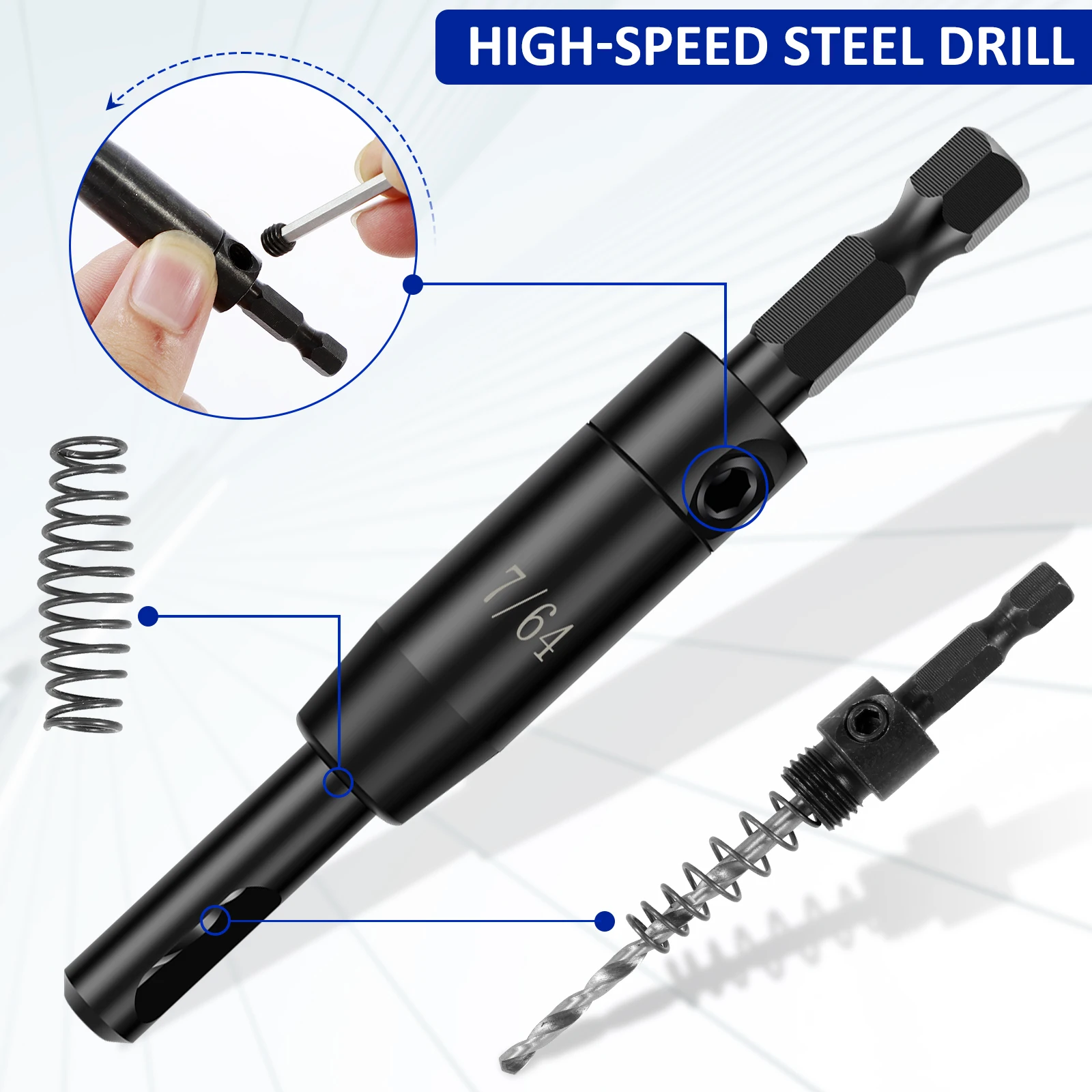 Набор самоцентрирующихся шарниров 6 шт. с держателем бит шестигранный хвостовик