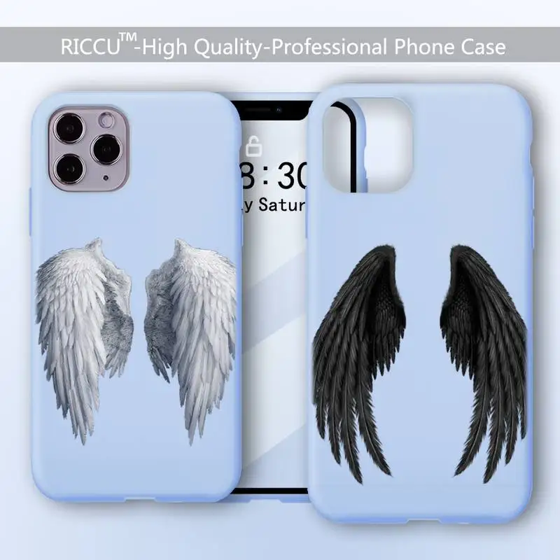 Чехол для телефона с крыльями ангела демона iPhone 12 pro max mini 11 XS MAX 8 7 6 6S Plus X XR Синий