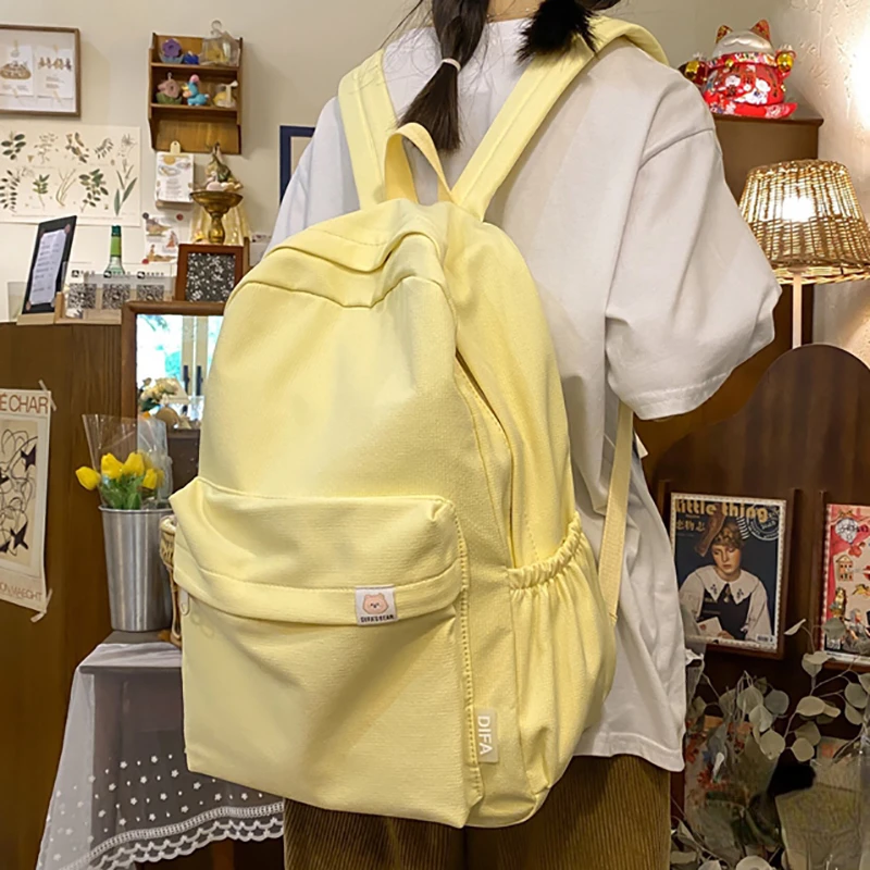 

Однотонный вместительный школьный ранец для студентов, дорожный рюкзак, Вместительная женская сумка, водонепроницаемый рюкзак для женщин